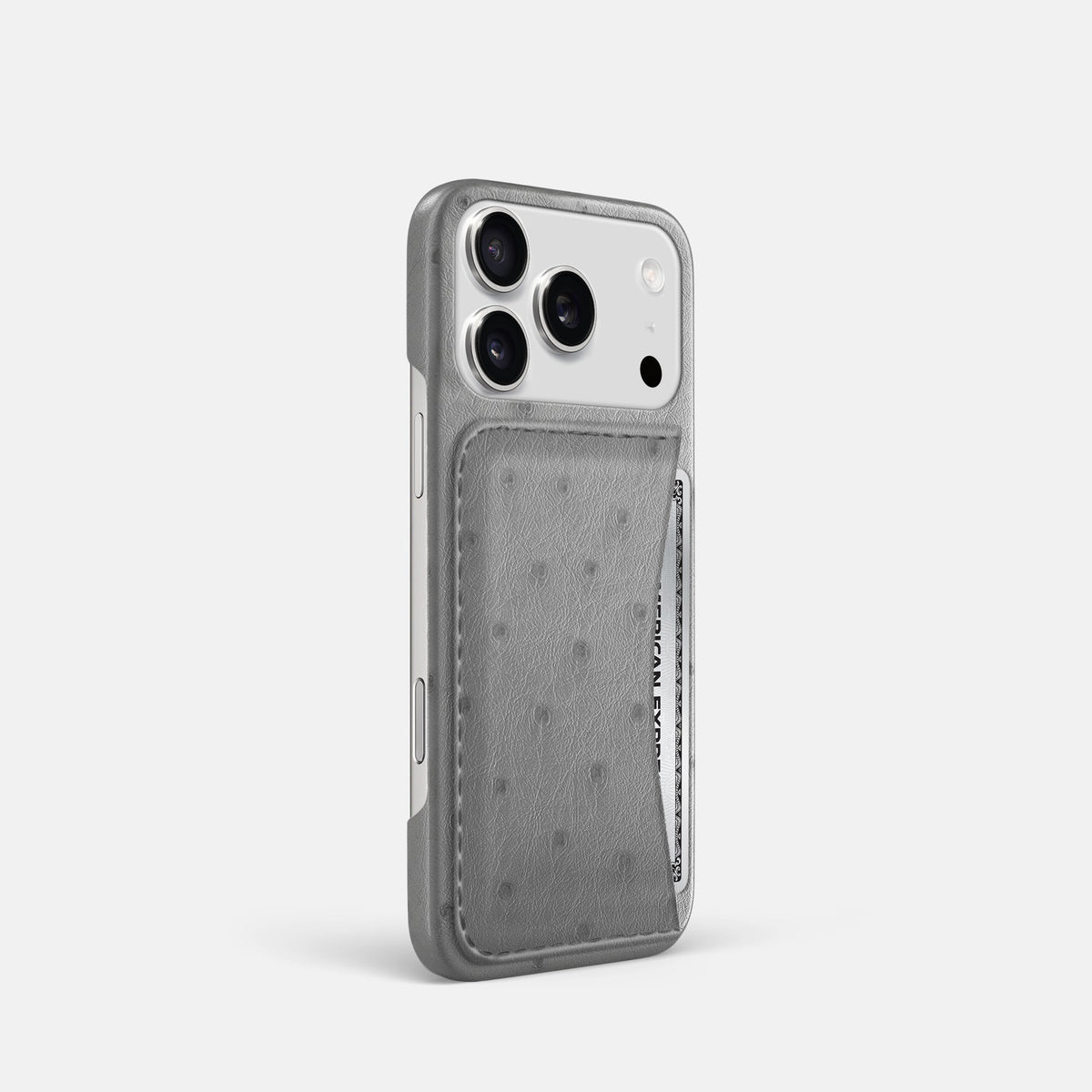 Slim Card Case For iPhone 18 Pro In Ostrich -2 | Silver