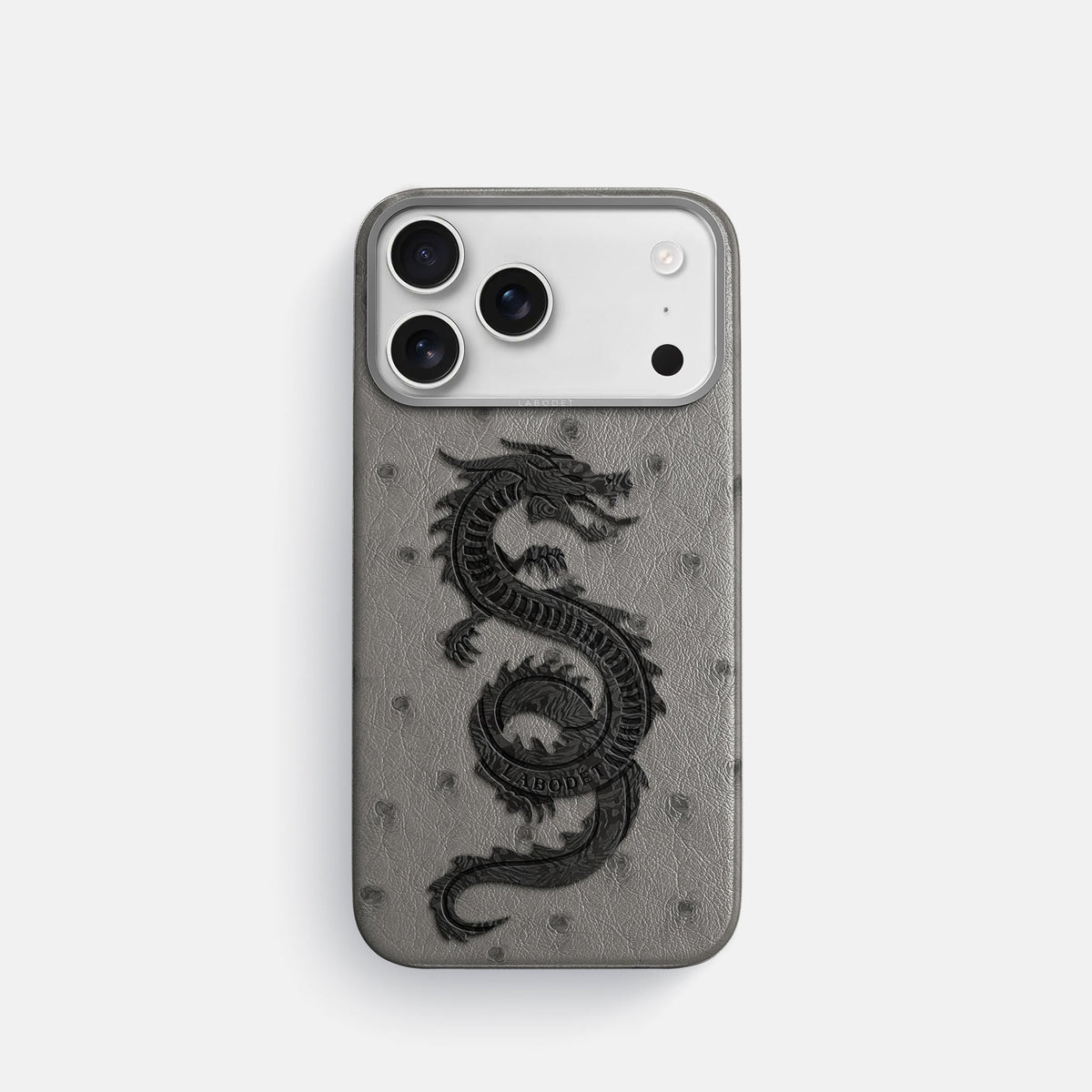 Classic Case With Carbon Dragon For iPhone 18 Pro In Ostrich -1 | Grey-Steel