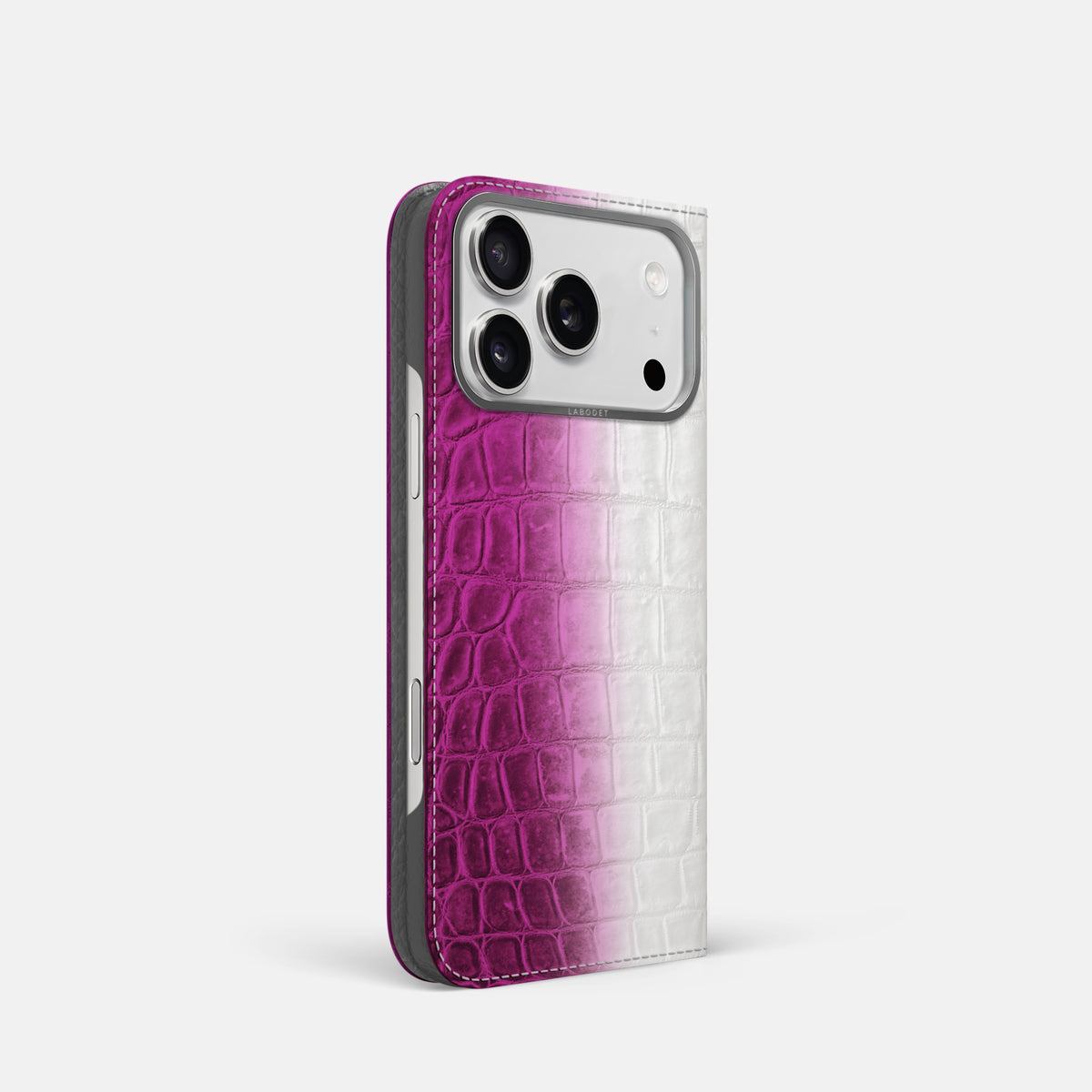 Folio Case For iPhone 17 Pro In Himalayan Crocodile -1 | Fuchsia-Steel