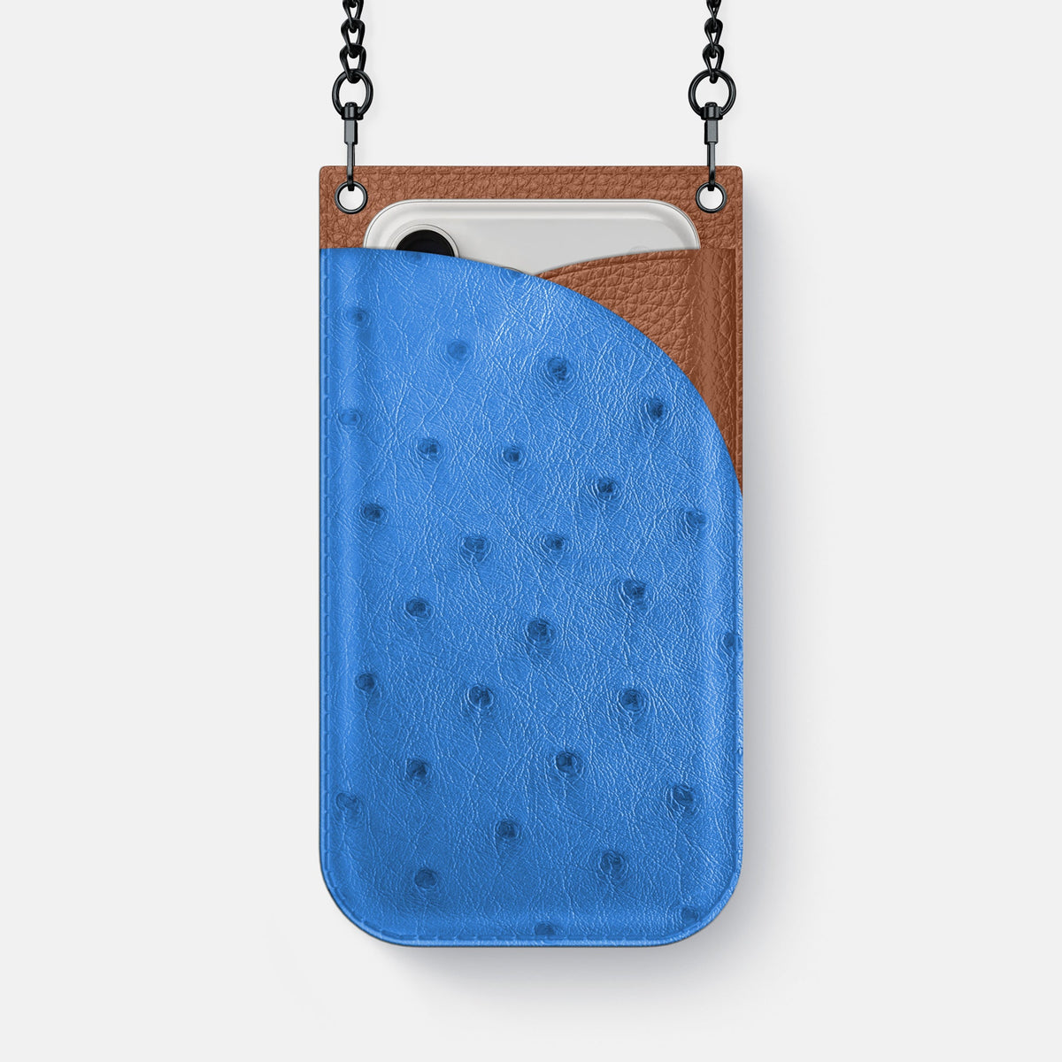 Crossbody Bag For iPhone 18 Pro Max In Ostrich -1 | Royal-Blue-Black