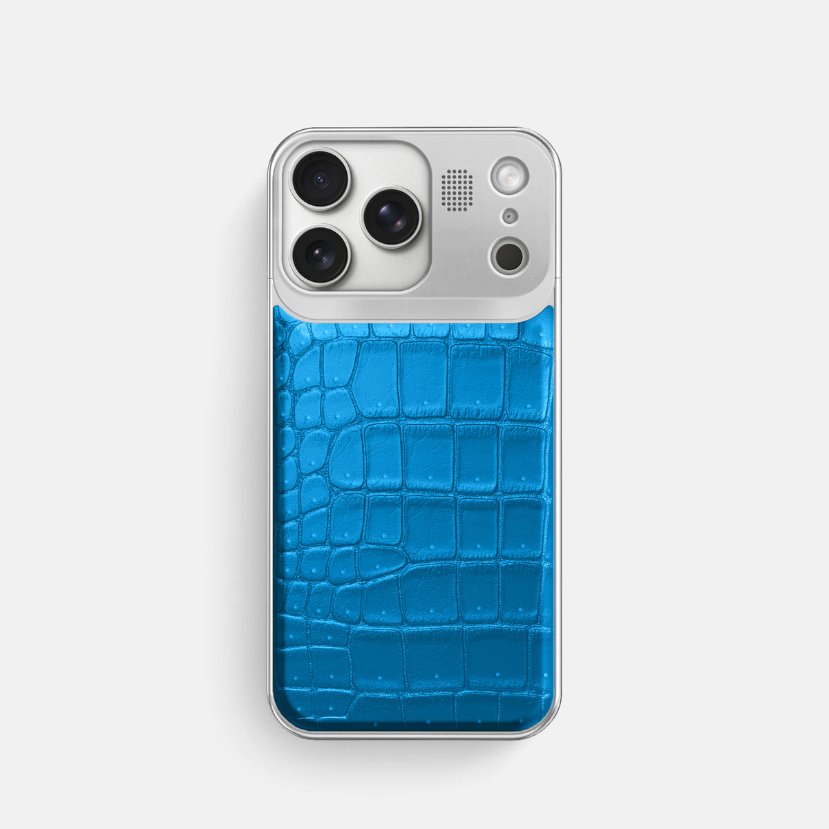 Metal Case For iPhone 17 Pro In Porosus Crocodile -1 | Blue-Lagoon-Steel