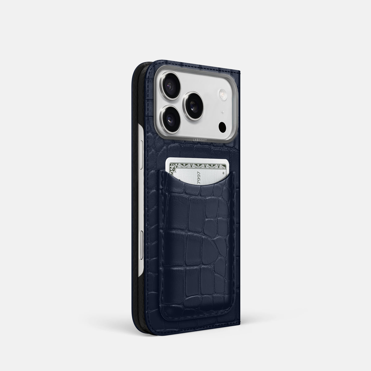 Folio Case with Card For iPhone 17 Pro In Alligator -1 | Navy-Blue-Steel