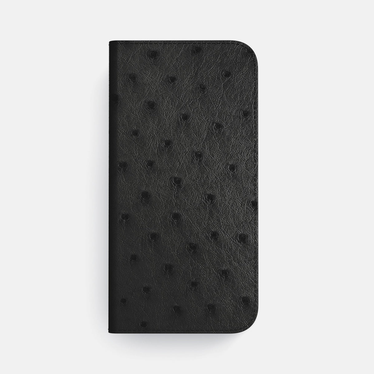 Folio Case with Card For iPhone 18 Pro Max In Ostrich -4 | Black-Steel