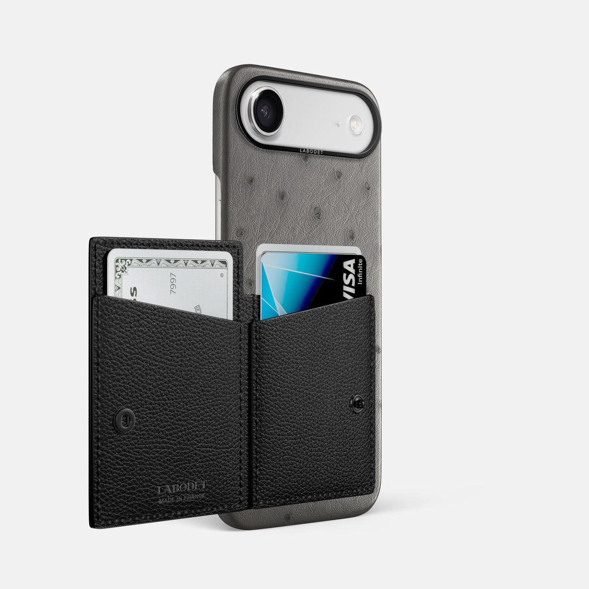 Bi-Fold Case For iPhone 17 Air In Ostrich -2 | Grey-Black