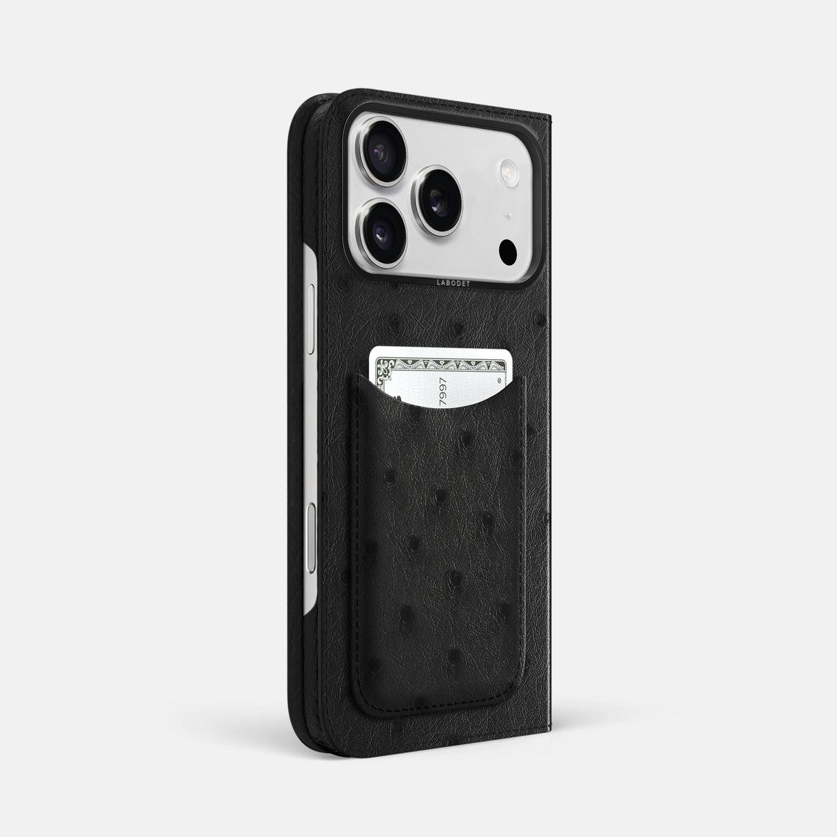 Folio Case with Card For iPhone 17 Pro Max In Ostrich -1 | Black-Black