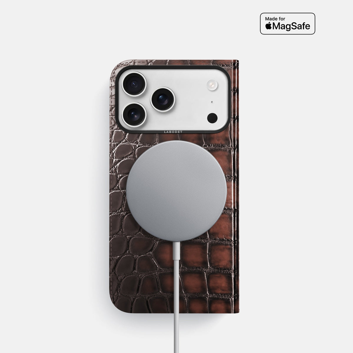 Folio Case For iPhone 18 Pro In Patina Alligator -3 | Havana-Brown-Black