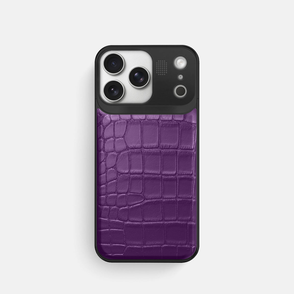 Metal Case For iPhone 18 Pro In Alligator -1 | Purple-Black