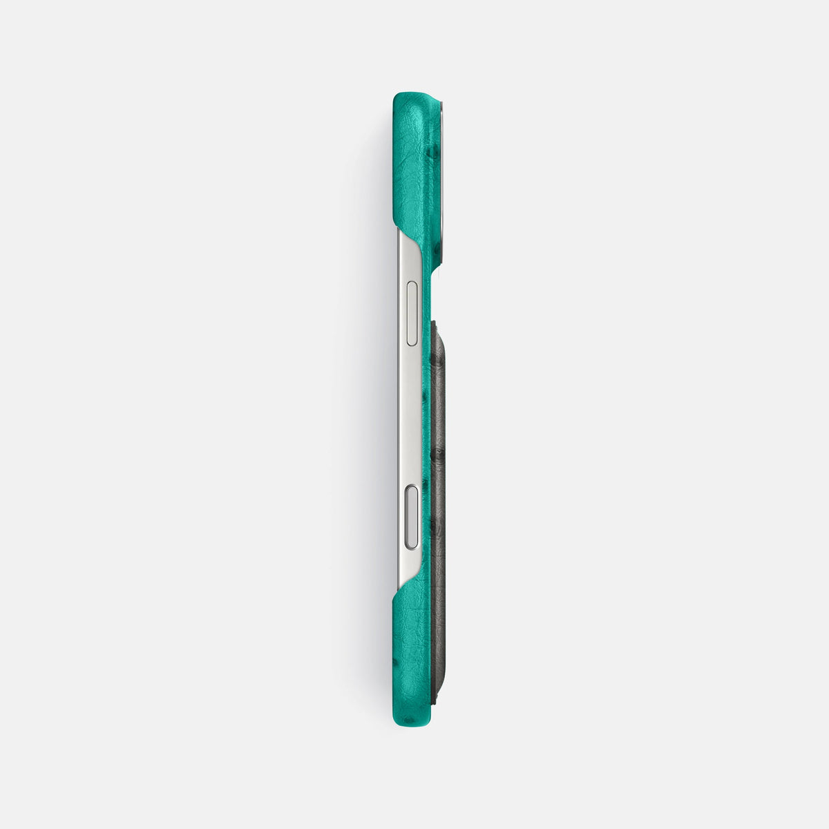 Double Card Case Coloré For iPhone 18 Pro Max In Ostrich -3 | Turquoise-Steel
