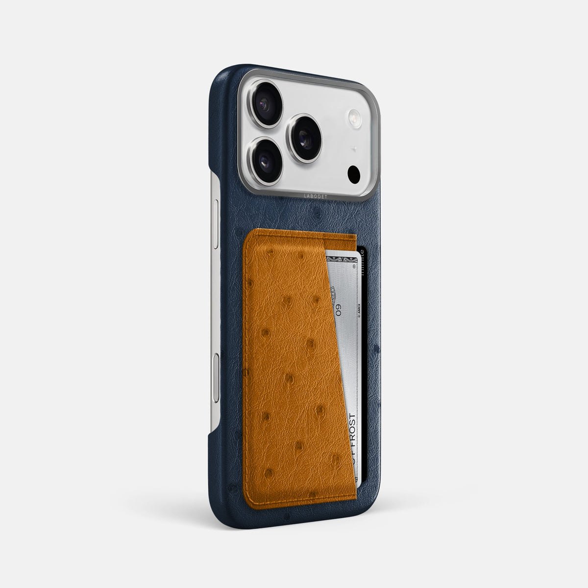 Double Card Case Coloré For iPhone 18 Pro Max In Ostrich -2 | Navy-Blue-Steel