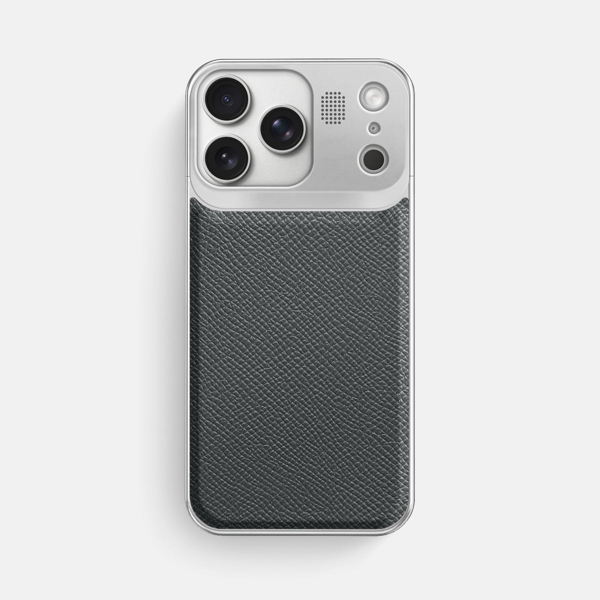 Metal Case For iPhone 17 Pro Max In Epsom-Style Calf -1 | Grey-Steel