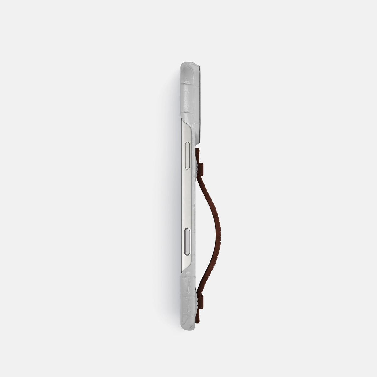 Center Handle For iPhone 18 Pro In Himalayan Crocodile -3 | Dark-Brown-Steel