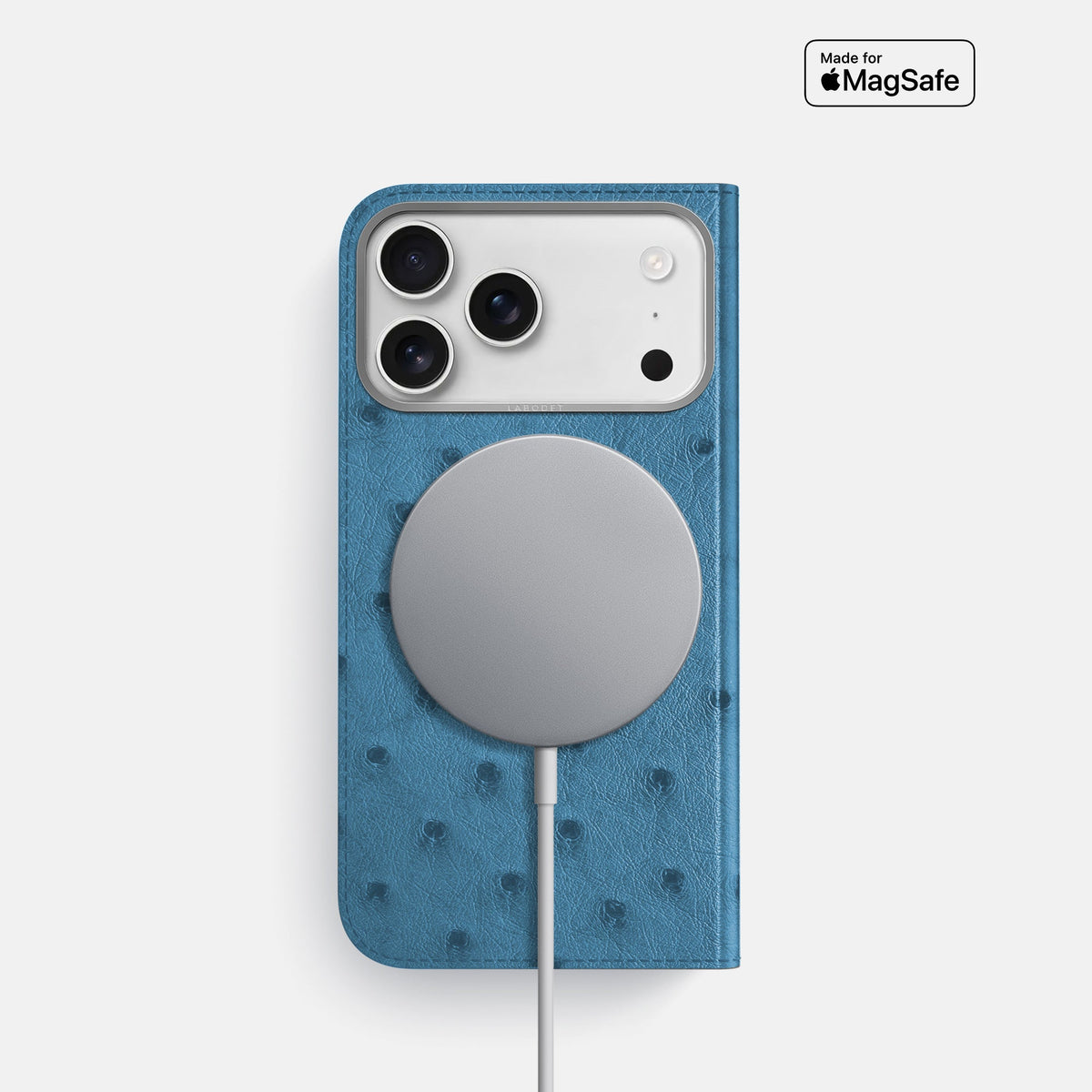 Folio Case For iPhone 18 Pro In Ostrich -3 | Blue-Jeans-Steel