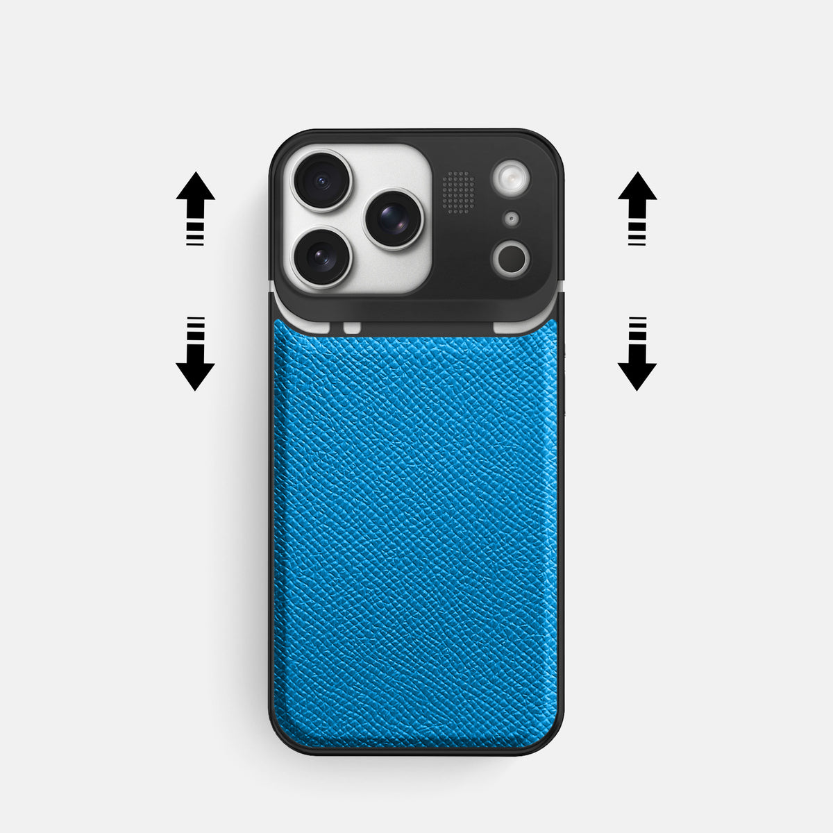 Metal Case For iPhone 17 Pro In Epsom-Style Calf -2 | Sky-Blue-Black