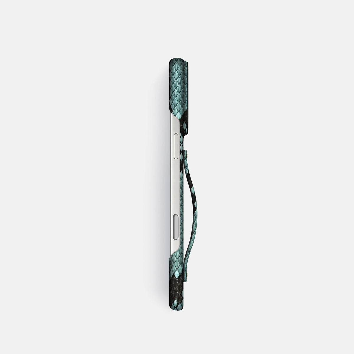 Finger Case For iPhone 18 Pro In Deluxe Python -3 | Blue-Lagoon-Black