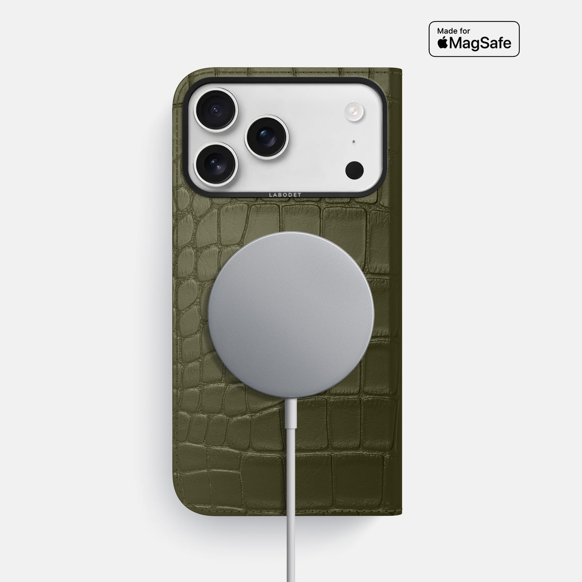 Folio Case For iPhone 17 Pro Max In Alligator -3 | Kaki-Green-Black