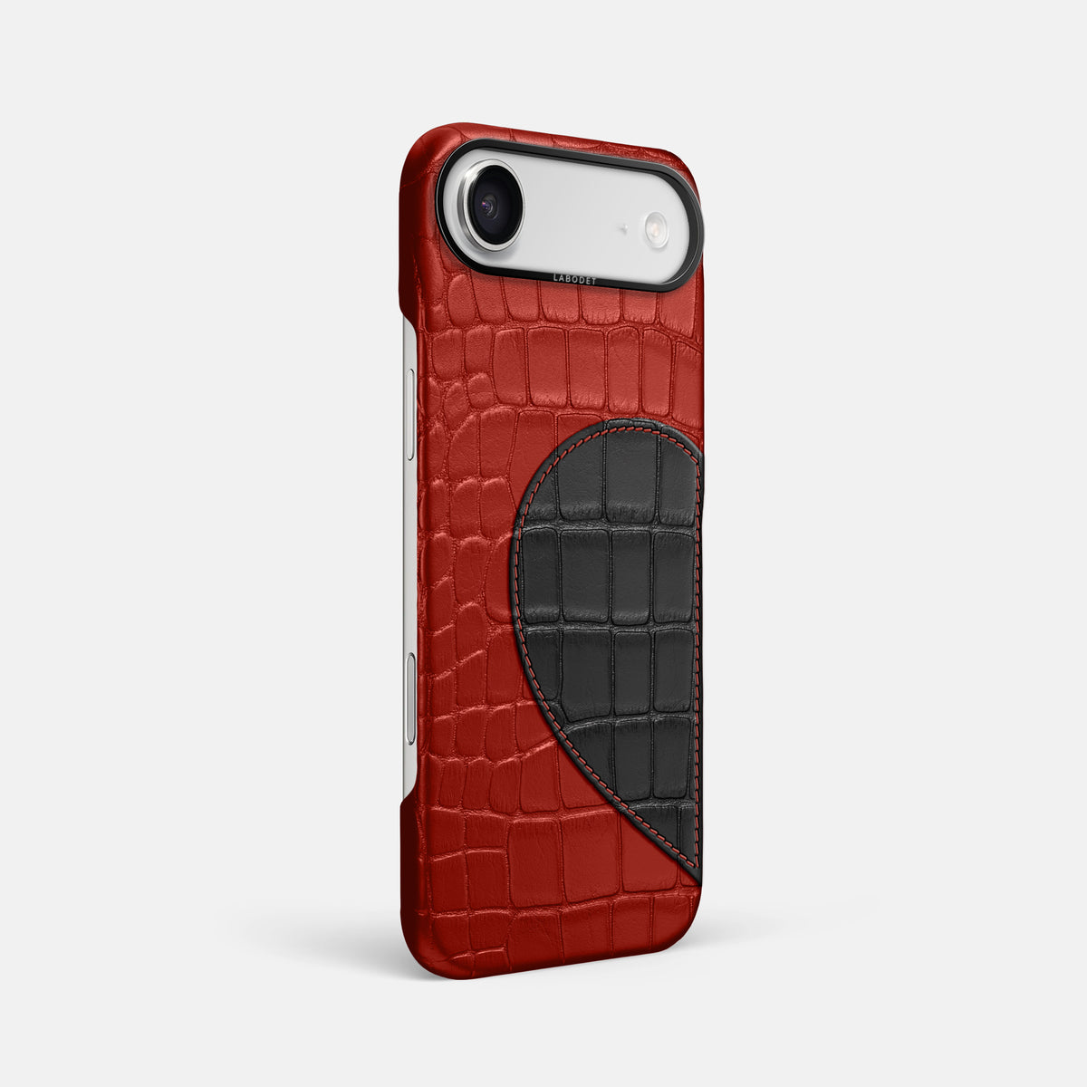 Classic Case With Half Heart - Left For iPhone 17 Air In Alligator -2 | Red-Black