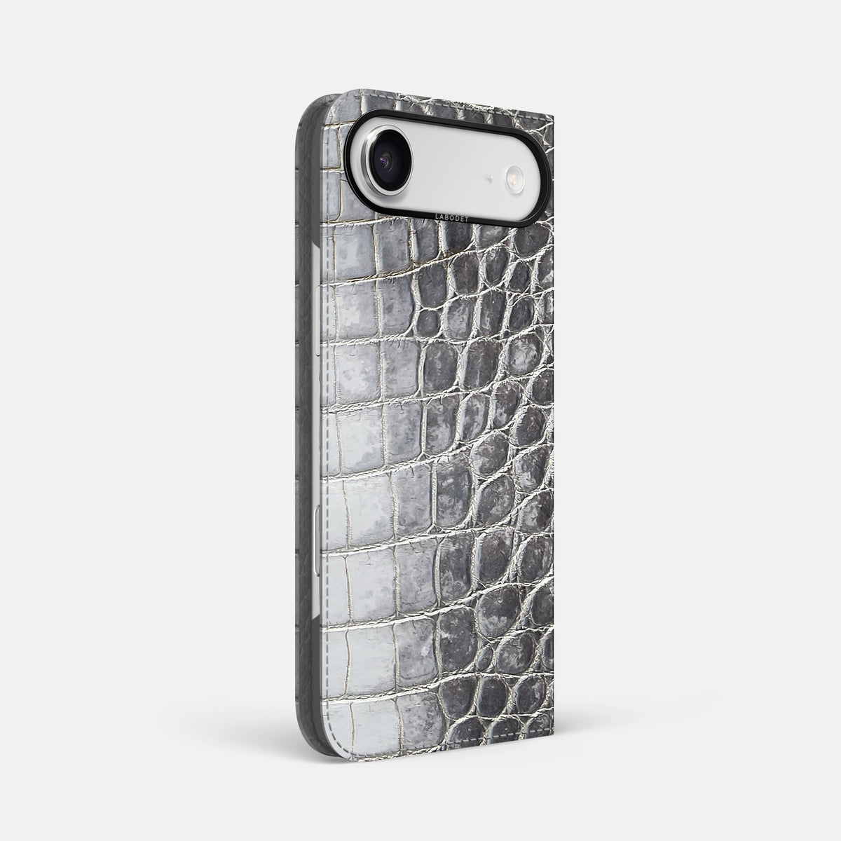 Folio Case For iPhone 17 Air In Himalayan Crocodile -1 | Silver-Black