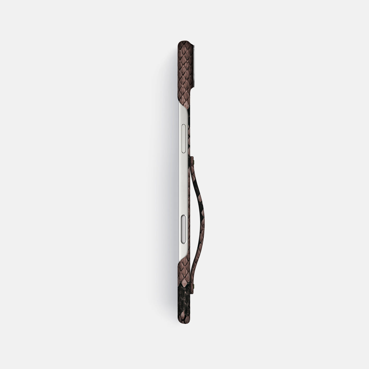 Finger Case For iPhone 17 Air In Deluxe Python -3 | Mahogany-Brown-Steel