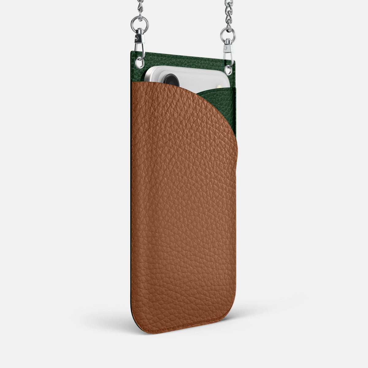 Crossbody Bag For iPhone 18 Pro Max In Calf -2 | Caramel-Steel
