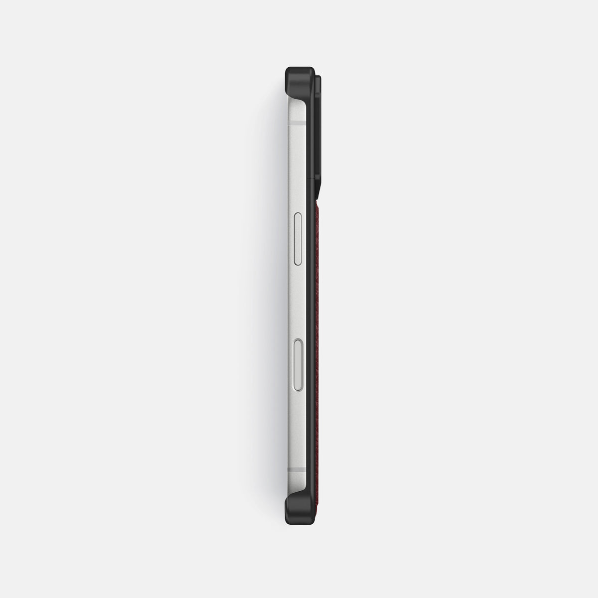 Metal Case For iPhone 17 Pro Max In Calf -3 | Bordeaux-Black