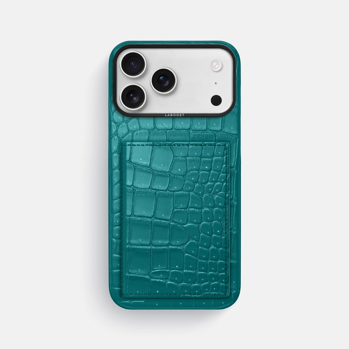 Bi-Fold Case For iPhone 18 Pro Max In Porosus Crocodile -1 | Celadon-Black