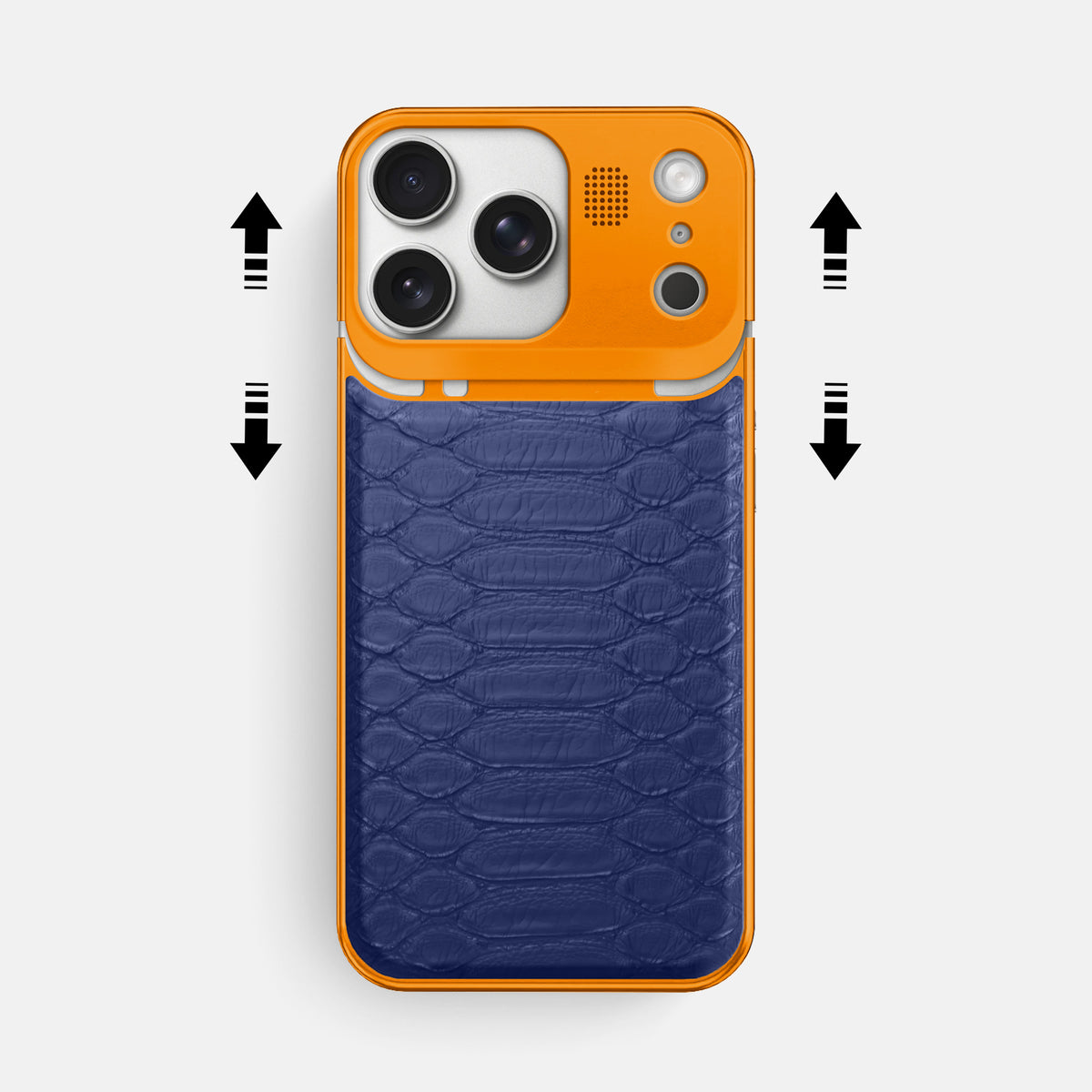 Metal Case For iPhone 17 Pro Max In Python -2 | Royal-Blue-Orange