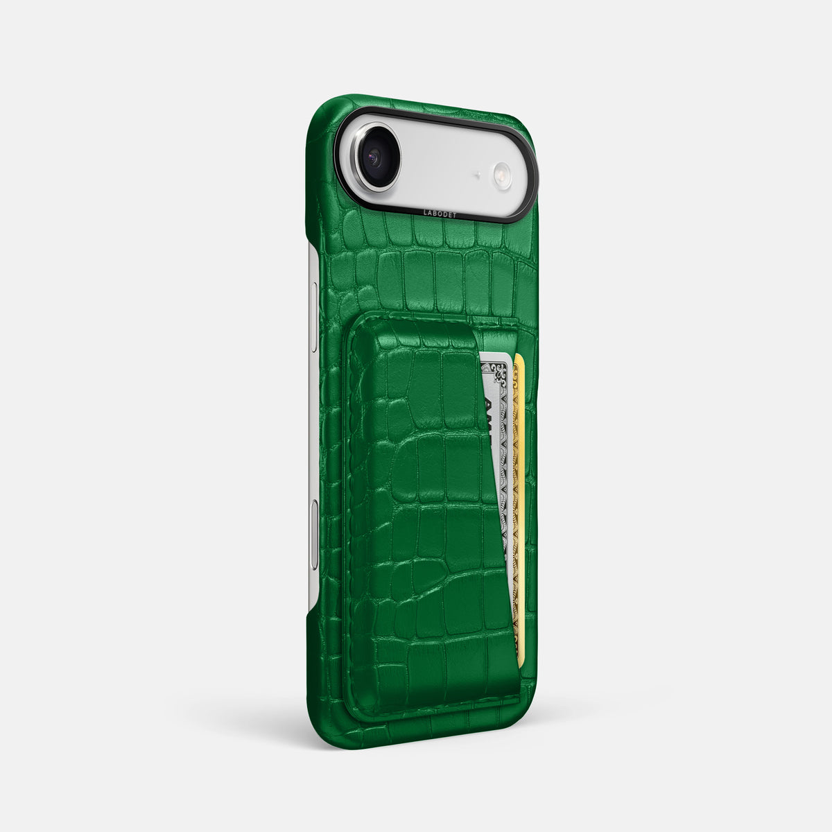 Double Card Case For iPhone 17 Air In Alligator -2 | Forest-Green-Black