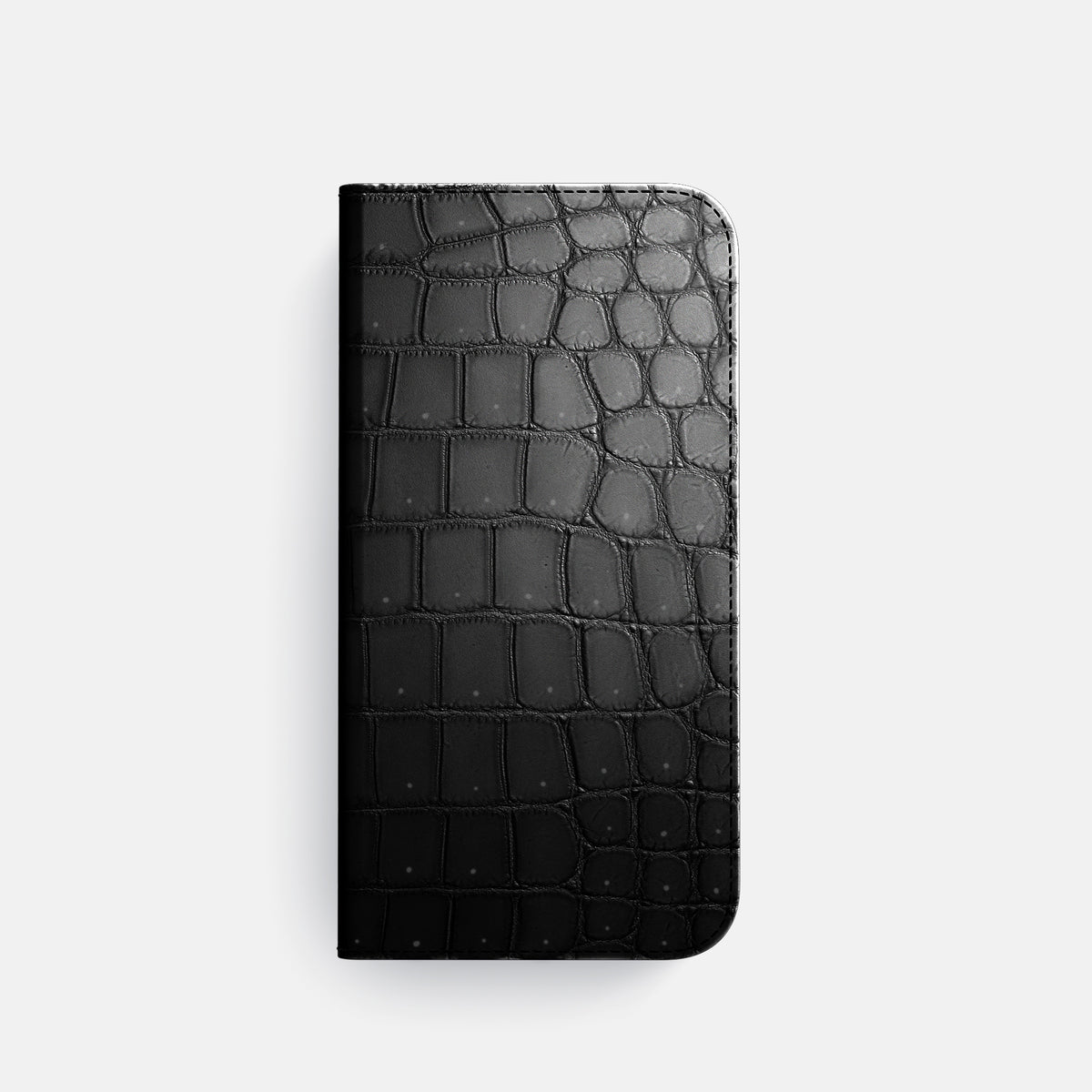 Folio Slim Case For iPhone 17 Pro In Porosus Crocodile -4 | Shiny-Black