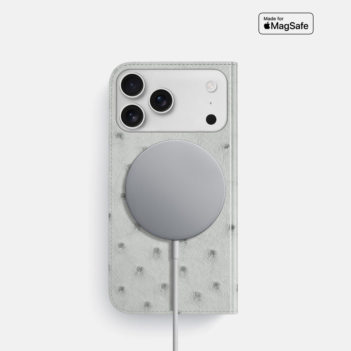 Folio Slim Case For iPhone 18 Pro In Ostrich -3 | White