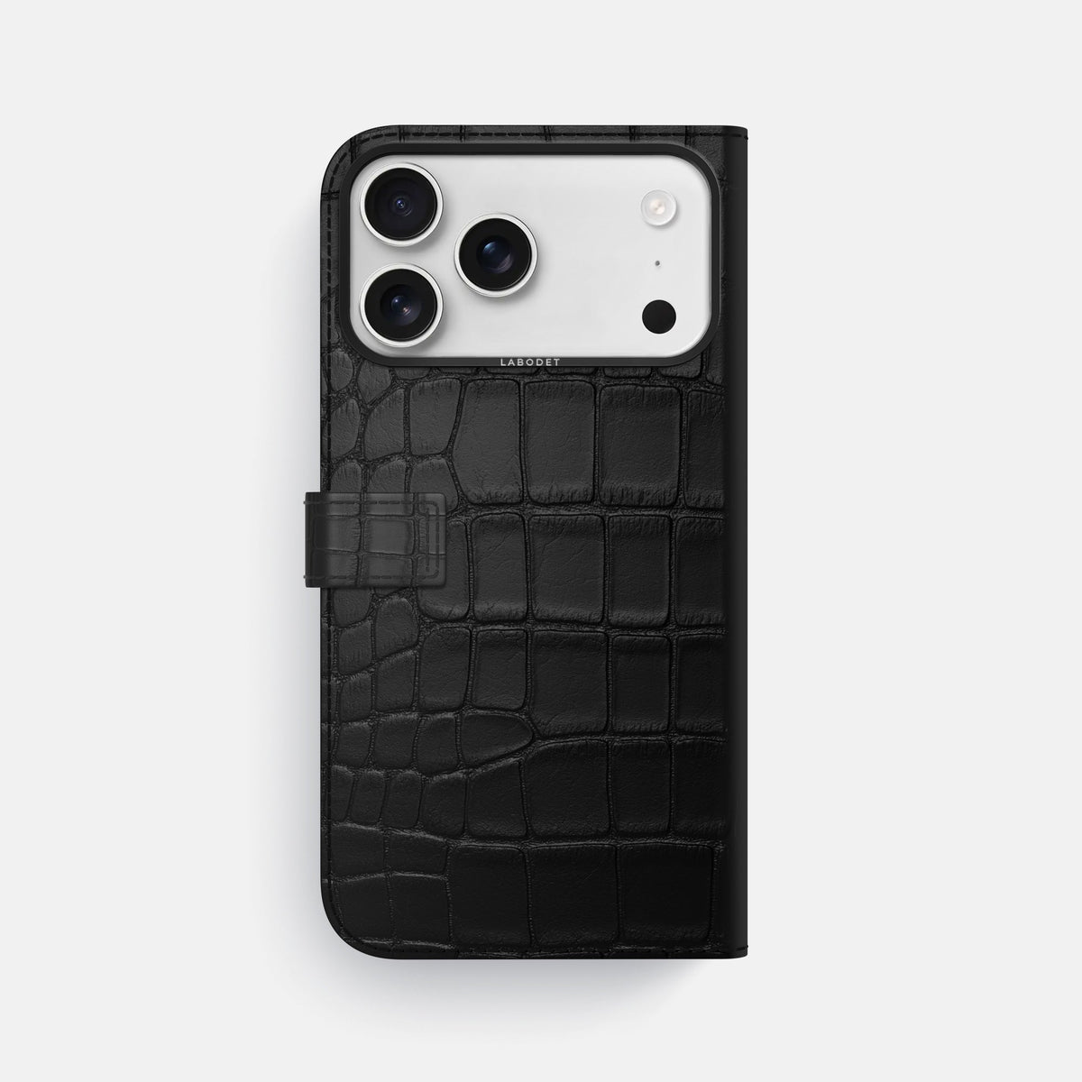 Folio Case with Clasp For iPhone 18 Pro Max In Alligator -3 | Black-Black
