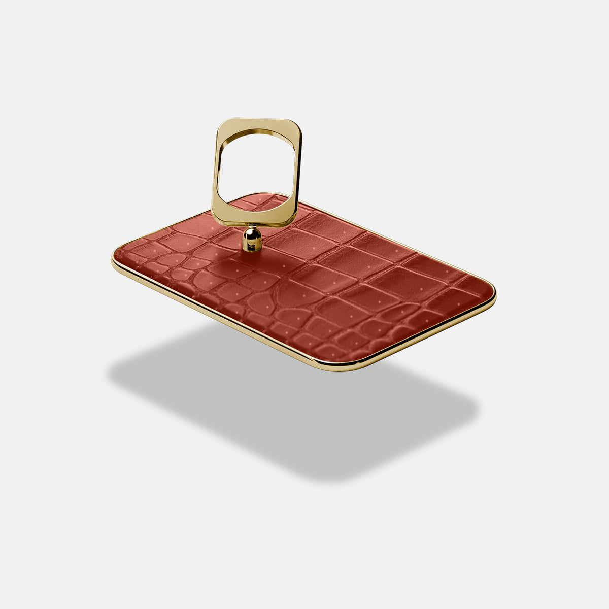 MagSafe Ring For iPhone 17 Air In Porosus Crocodile -4 | Mahogany-Brown-Gold