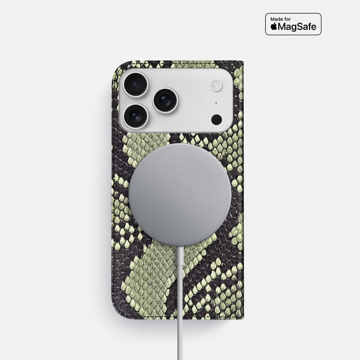 Folio Slim Case For iPhone 18 Pro In Deluxe Python -3 | Army-Green