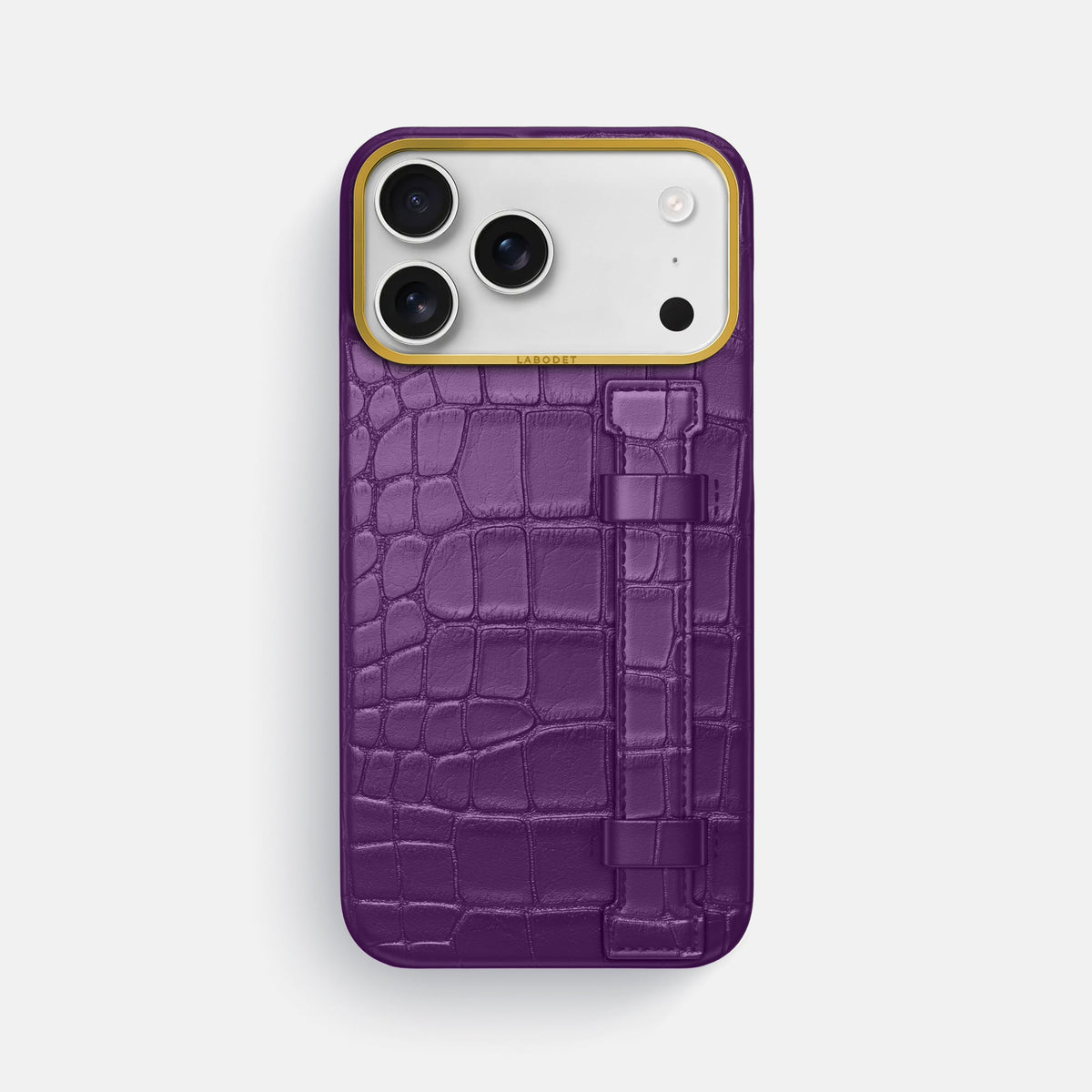 Handle Case For iPhone 18 Pro Max In Alligator -1 | Purple-Gold