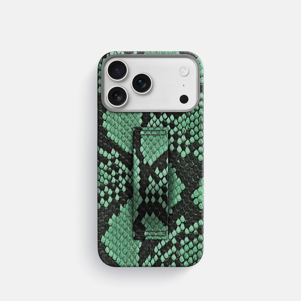 Finger Case For iPhone 18 Pro In Deluxe Python -1 | Forest-Green-Steel
