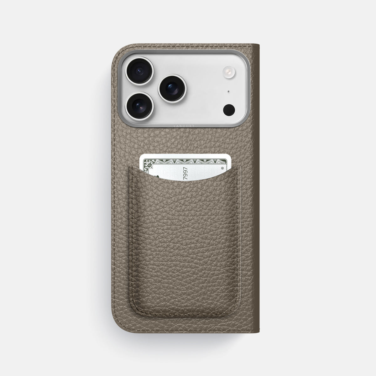 Folio Case with Card For iPhone 17 Pro Max In Calf -3 | Taupe-Steel