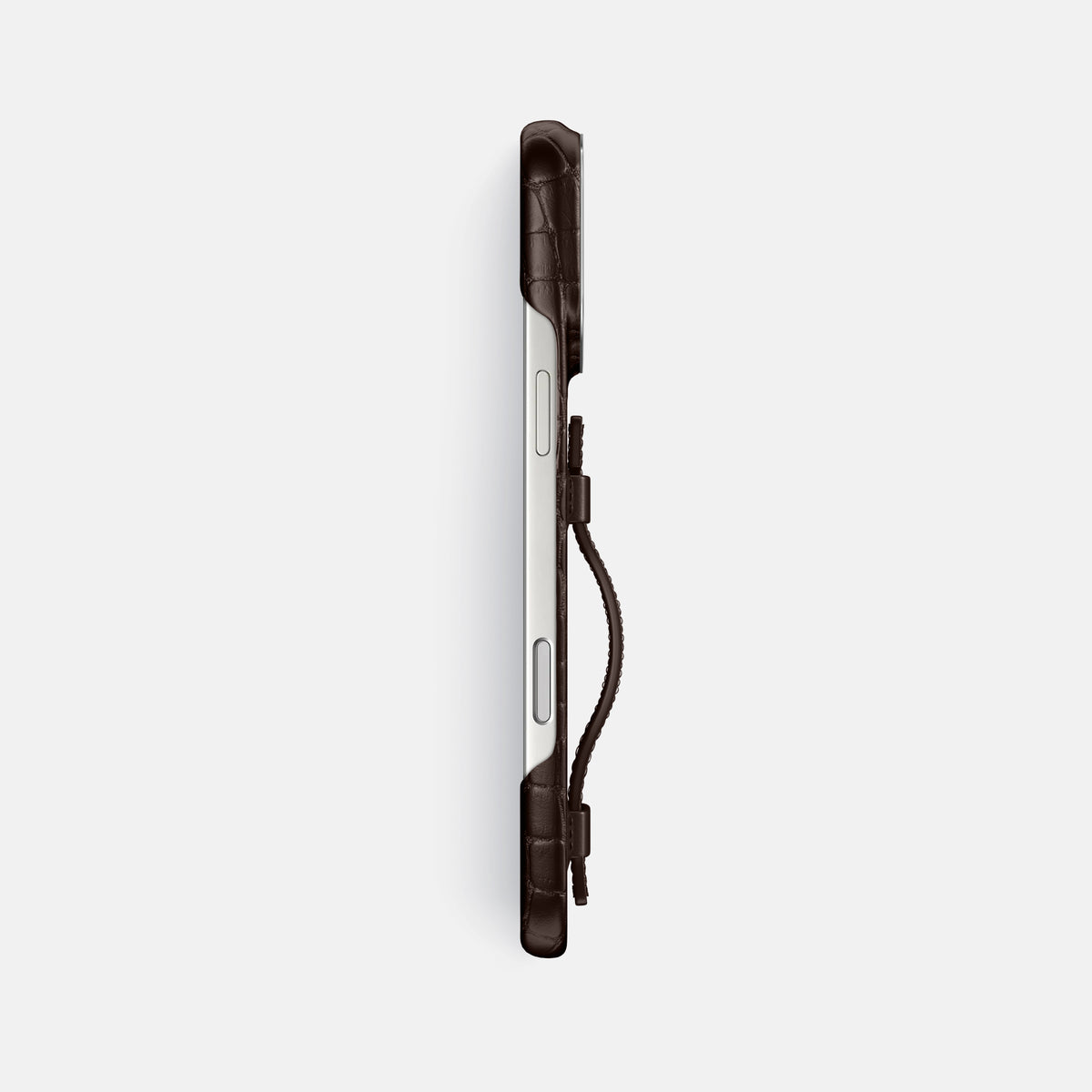 Handle Case For iPhone 17 Pro Max In Alligator -3 | Dark-Brown-Steel