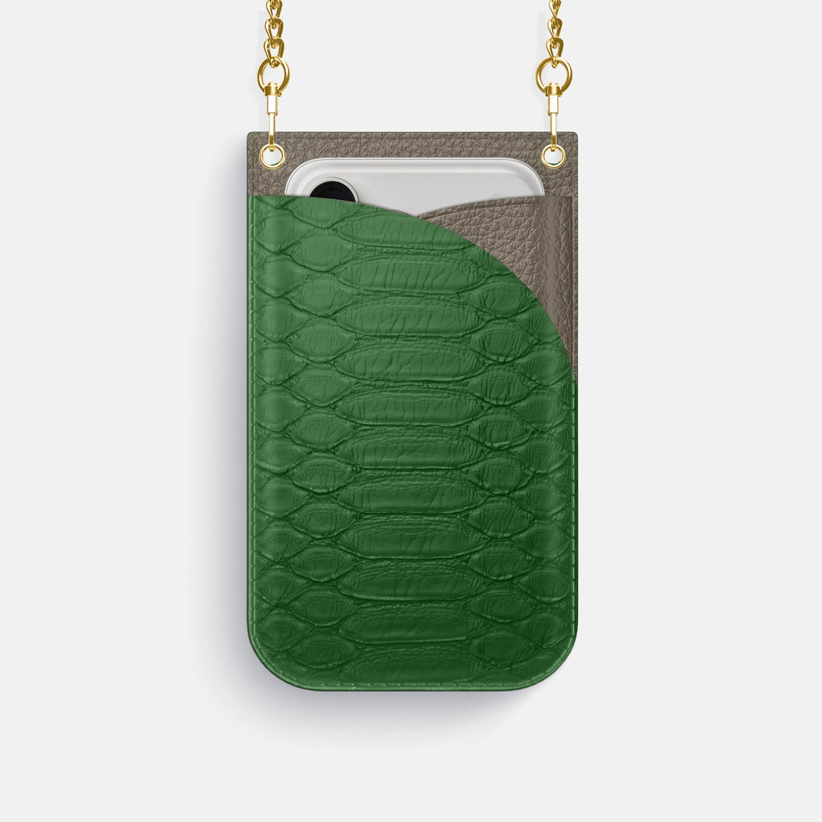 Crossbody Bag For iPhone 18 Pro In Python -1 | Green-Gold