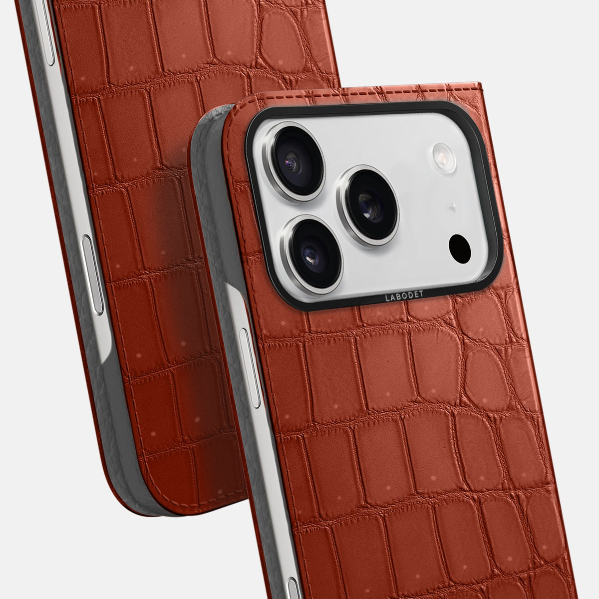 Folio Case For iPhone 18 Pro In Porosus Crocodile -5 | Nuts-Black