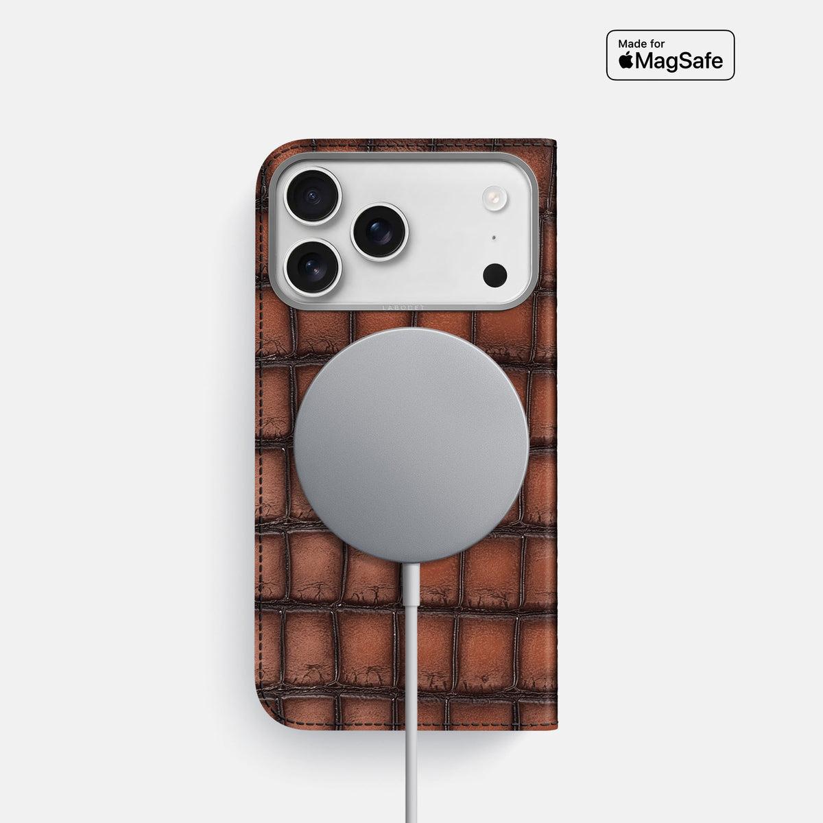 Folio Case For iPhone 18 Pro In Patina Alligator -3 | Baobab-Steel