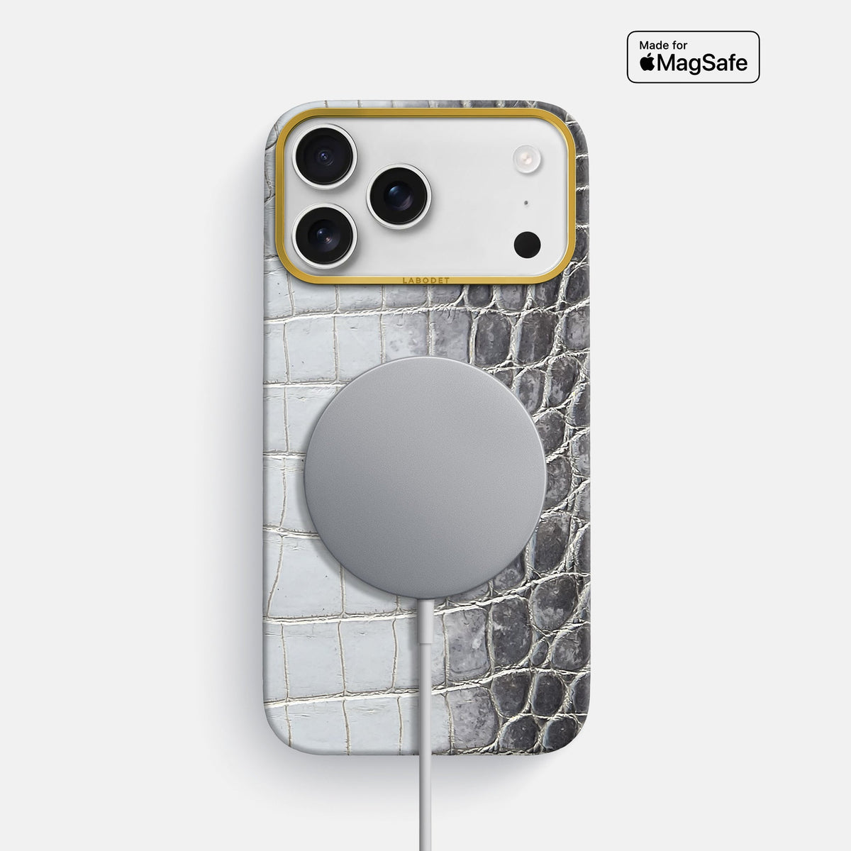 Classic Case For iPhone 18 Pro Max In Himalayan Crocodile -4 | Silver-Gold