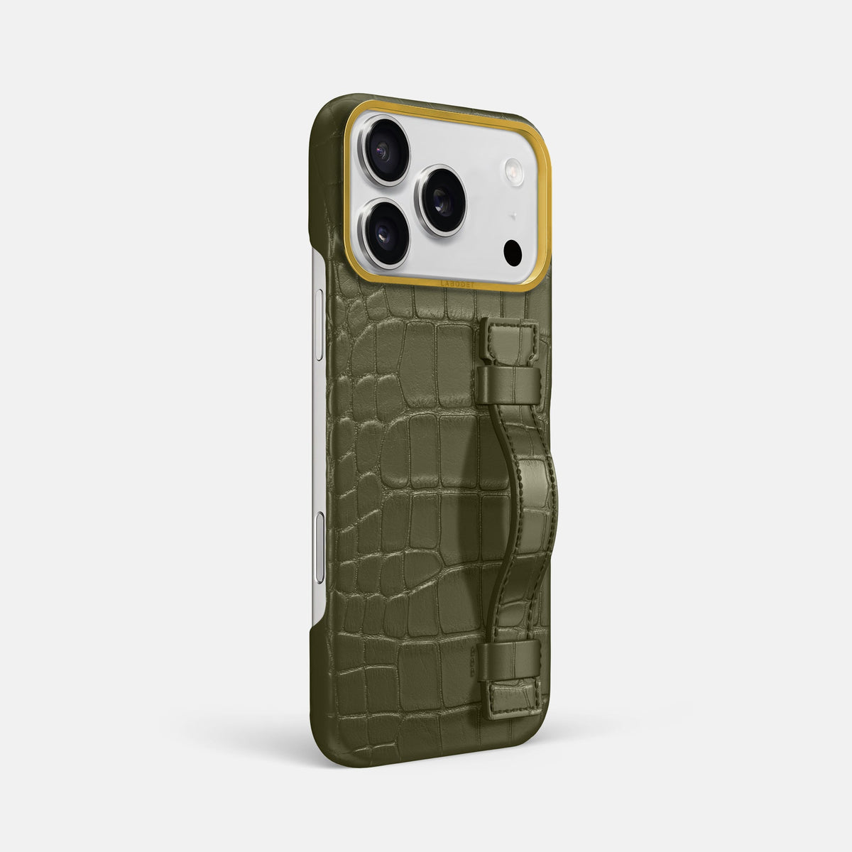 Handle Case For iPhone 18 Pro Max In Alligator -2 | Kaki-Green-Gold