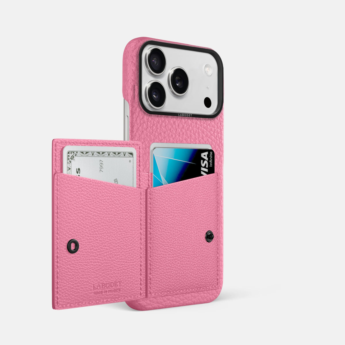 Bi-Fold Case For iPhone 18 Pro Max In Calf -2 | Pink-Black
