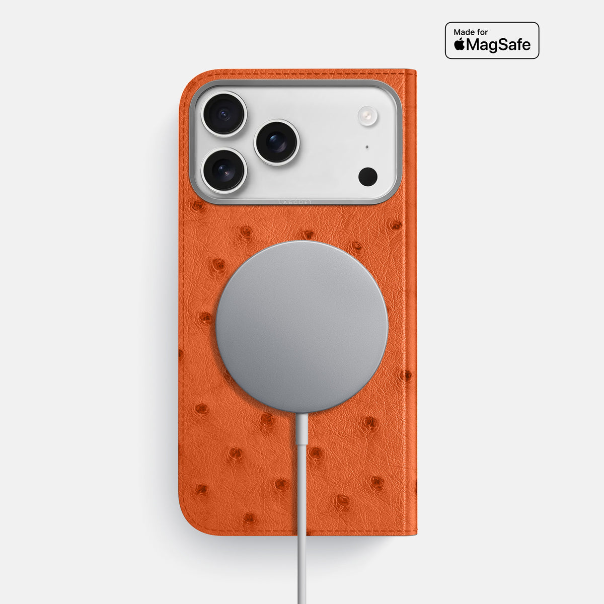 Folio Case For iPhone 17 Pro Max In Ostrich -3 | Orange-Steel