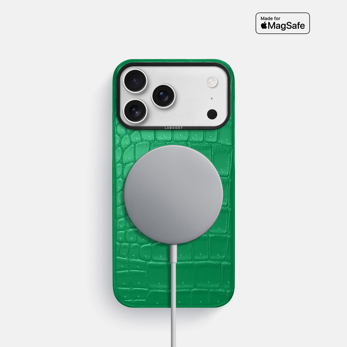 Classic Case For iPhone 18 Pro In Porosus Crocodile -5 | Cactus-Green-Black