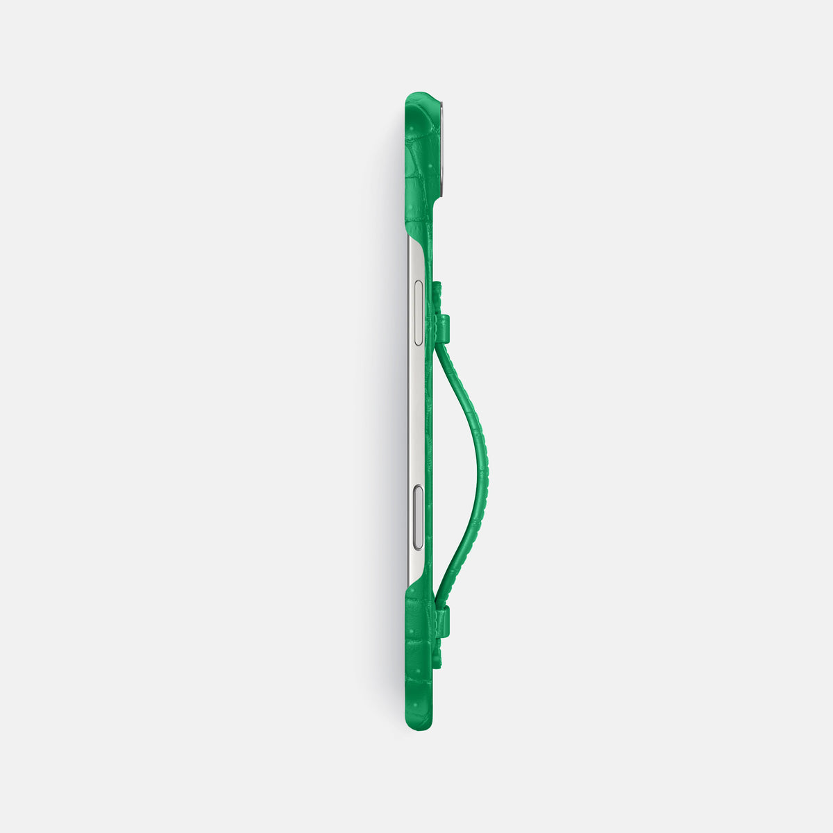 Center Handle For iPhone 17 Air In Porosus Crocodile -2 | Cactus-Green-Steel