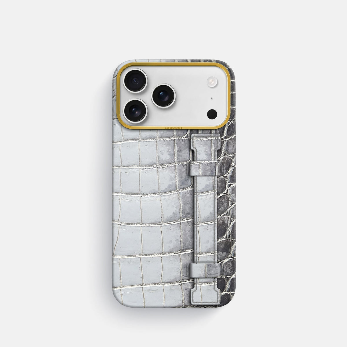 Handle Case For iPhone 18 Pro In Himalayan Crocodile -1 | Silver-Gold