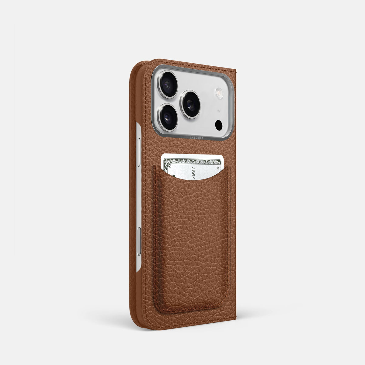 Folio Case with Card For iPhone 18 Pro In Calf -1 | Caramel-Steel