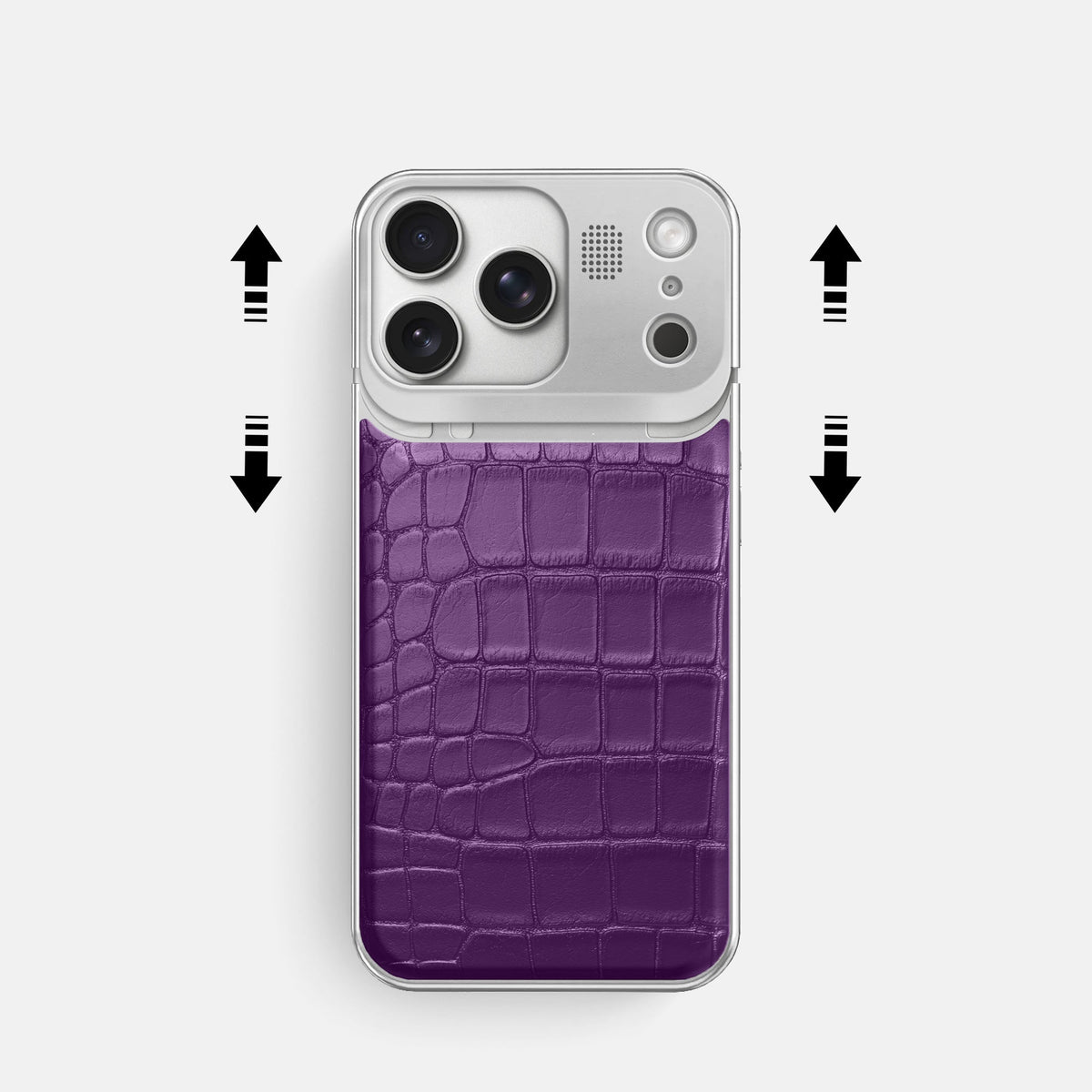 Metal Case For iPhone 18 Pro In Alligator -2 | Purple-Steel