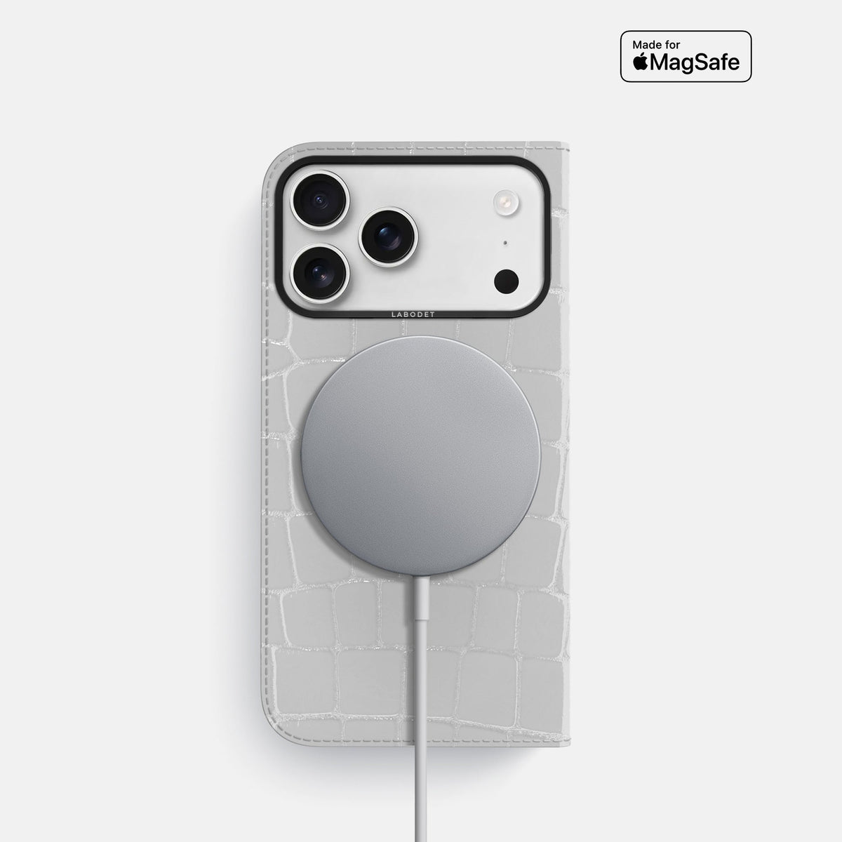Folio Case For iPhone 18 Pro In Shiny Alligator -3 | White-Black