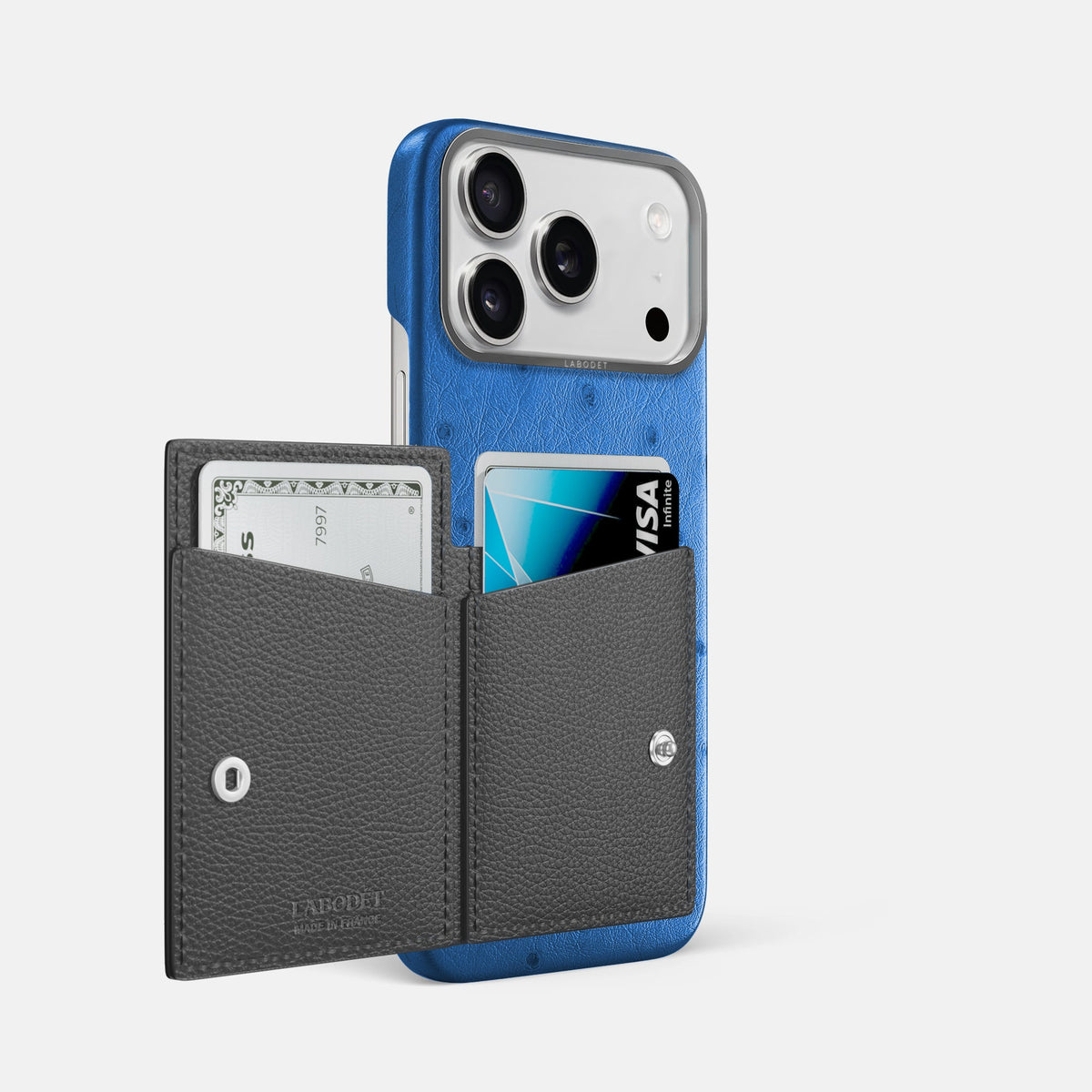 Bi-Fold Case For iPhone 18 Pro Max In Ostrich -2 | Royal-Blue-Steel